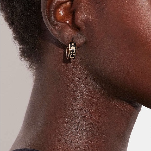 Coach Signature Enamel Huggie Earrings - Picture 4 of 4